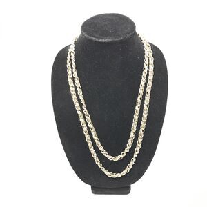 ANN TAYLOR GOLD TONE 54”inch Double Up SHINY THICK CHAIN LINK NECKLACE -